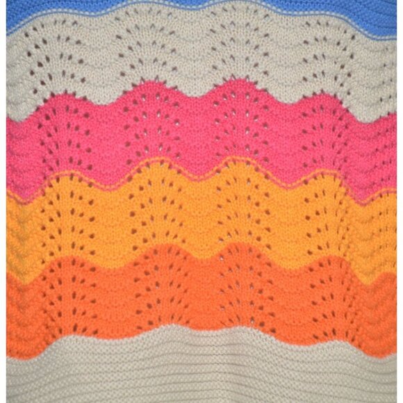 Cute THML Halter Top Sweater Color Block Crochet Ladies Size L Boho Festival - Picture 5 of 10